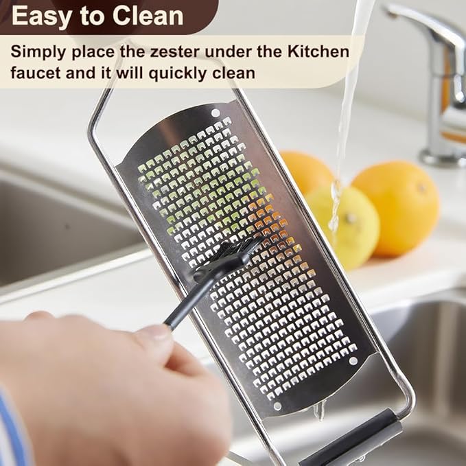 Upgraded Lemon Zester & Cheese Grater,Food Grade Stainless Steel None-Slip Handle Grater for Chocolate, Ginger and Garlic,Durable and Easy-To-Clean(Dishwasher Safe)