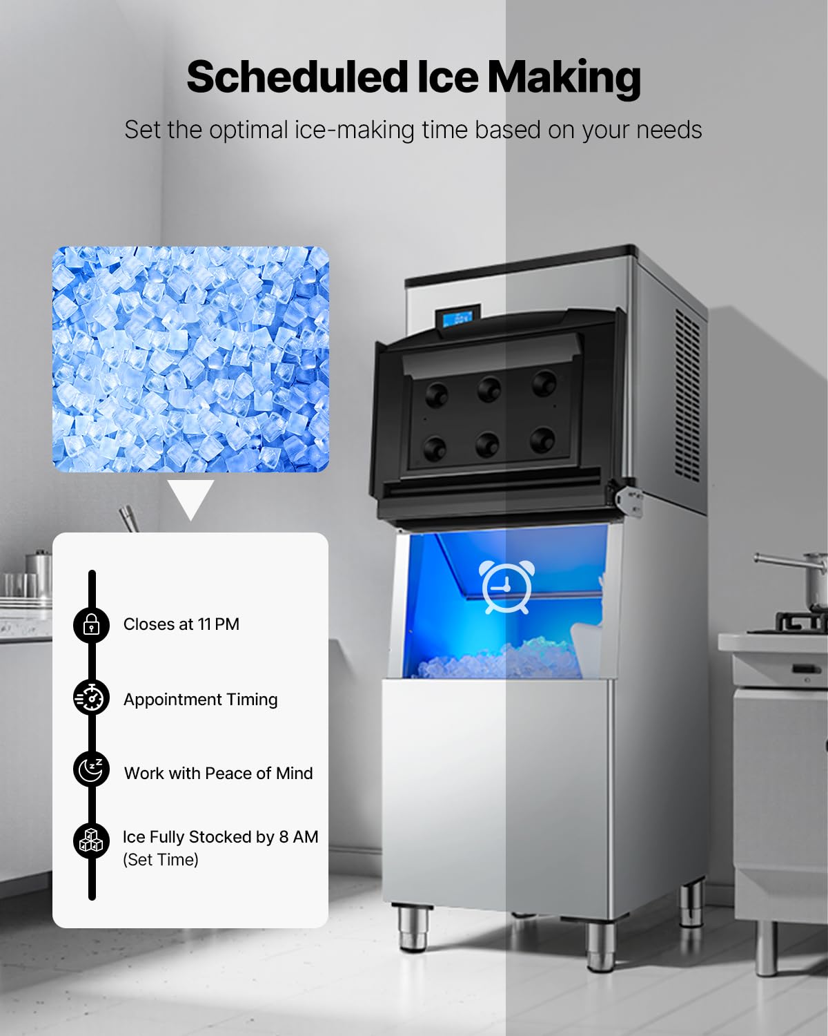 VEVOR Commercial Ice Maker Machine-Head 500 lbs/24 h, 22 Inch Stainless Steel Industrial Ice Machine, Self-Cleaning and Scheduled Ice Making, Modular Ice Cube Machine for Restaurant Hotel - Head Only