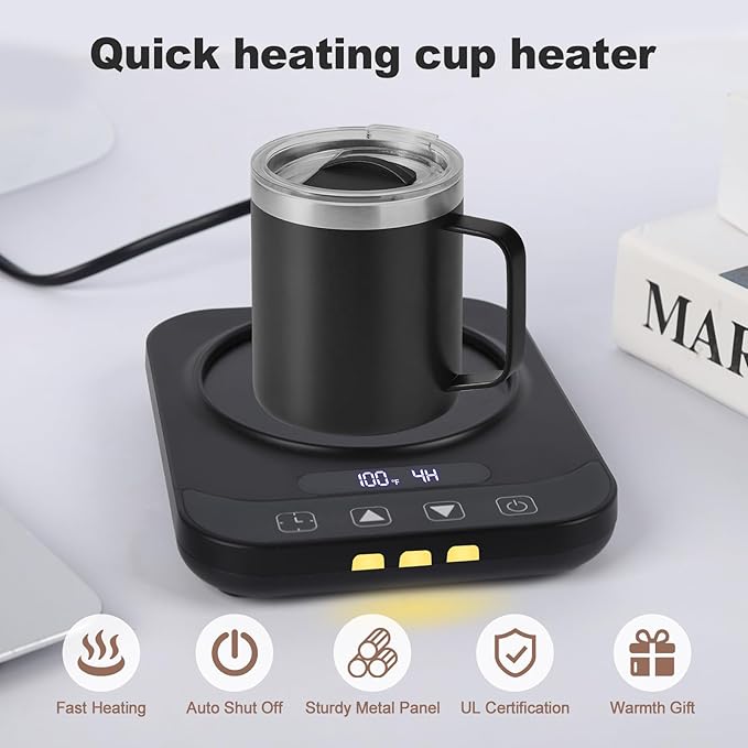 Coffee Mug Warmer for Desk with 9 Temperature Settings, Auto Shut Off, Digital Display, Smart Timing & Reservation, Electric Cup Warmer for Office, Home, Tea, Milk & Beverage Heating (Black)