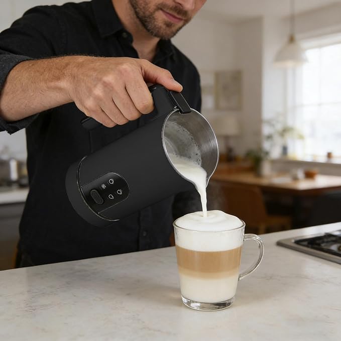 Electric Milk Frother, 4-in-1 Automatic Milk Steamer & Foamer 11.8oz/350ml, Automatic Warm and Cold Foam Maker and Milk Warmer for Latte, Cappuccinos, Macchiato (B)