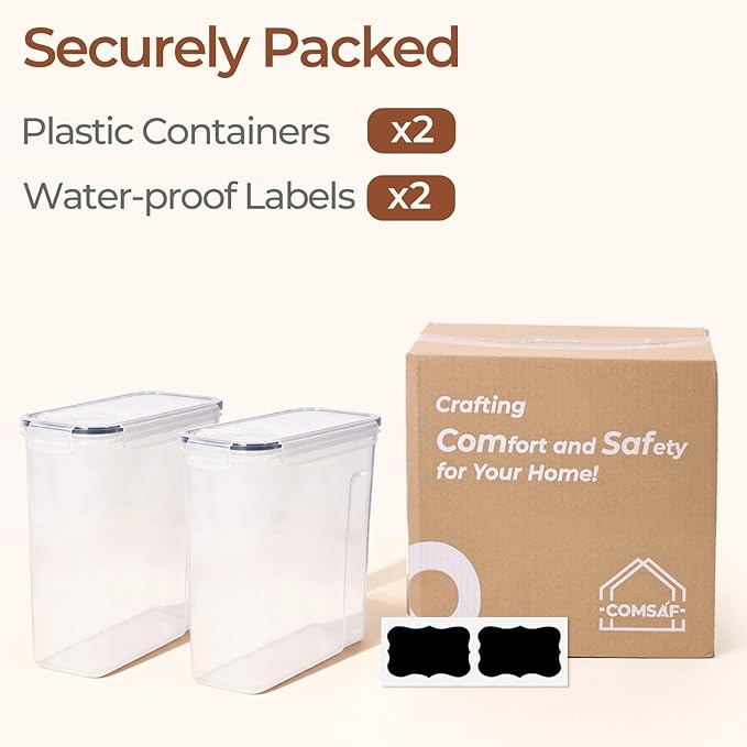 ComSaf 6.7Qt Cereal Storage Container Set of 2 - Ideal for Home Cooks Storing Cereal and Organized Families Organizing Bulk Food,Large Cereal Dispenser Keeps Pantry and Kitchen Countertop Neat