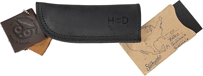 Hide & Drink, Full Grain Leather Hot Handle, Cast Iron Protector, Panhandle Potholder, Double Layered, Double Stitched, Slides On/Off Easily onto Metal Skillet Grips, Handmade, Charcoal Black