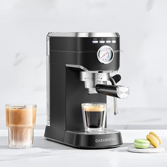 CASABREWS CM5418 Espresso Machine 20 Bar, Stainless Steel Espresso Maker with Milk Frother, Compact Cappuccino Machine for Home, Small Espresso Coffee Machine for Latte, Black