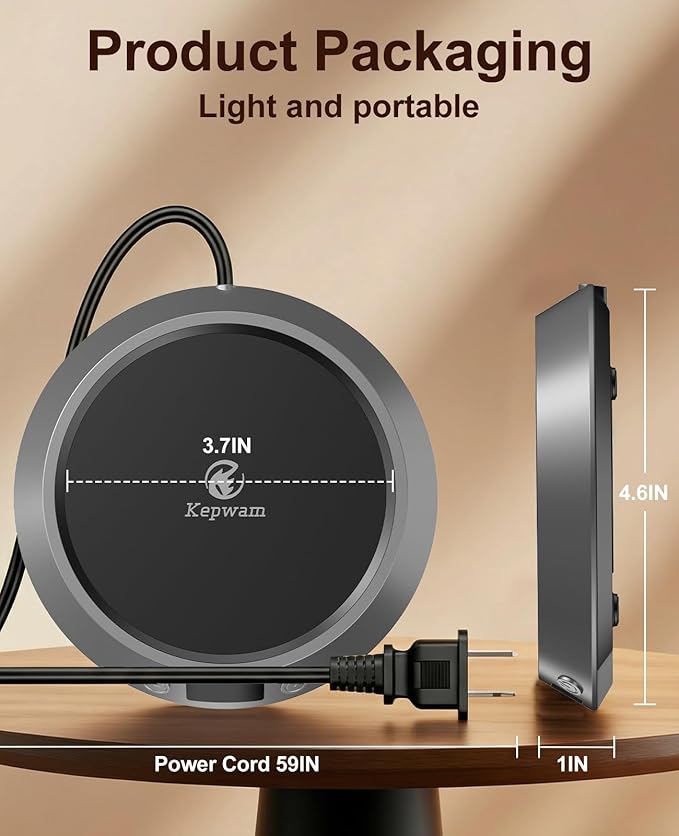 Kepwam Coffee Mug Warmer - 50W Electric Coffee Warmer for Desk 3 Temp Settings & 2-9 Timer Smart Cup Warmer for Desk Candle Warmer Plate with LED Lights Beverage Tea Milk Warmer for Home & Office
