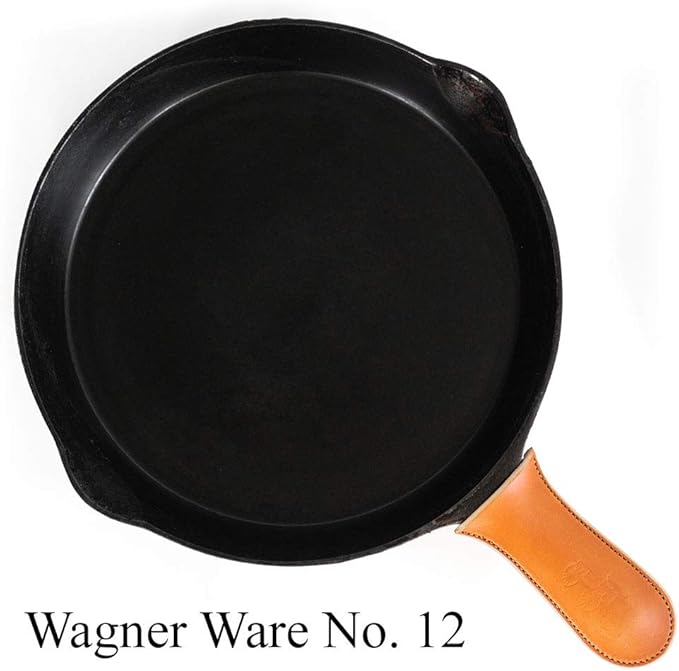Leather Cast Iron Handle Cover - Extra Thick, Easy to Grip, Heat Resistant, Cast Iron Pot Holders - Best Skillet Handle Cover Works with Vintage Skillets, Lodge, Lancaster and More - Made in The USA