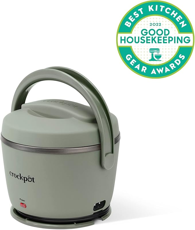 Crock-Pot Portable Electric Lunch Box 20-Ounce Food Warmer Moonshine Green | Ideal for Travel On-the-Go | Keeps Food Spill-Free Warm & Tasty | Dishwasher-Safe