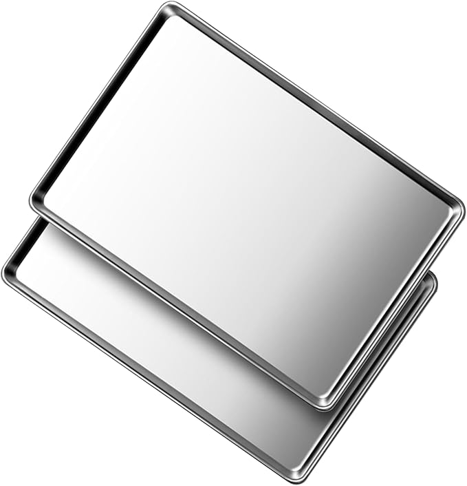 Baking Sheet Set of 5, Stainless Steel Cookie Sheet Baking Sheet Pan, 9/10/12/16/18 Inch, Non Toxic & Heavy Duty & Easy Clean,Duty Nonstick Bakeware Set for Oven Cooking