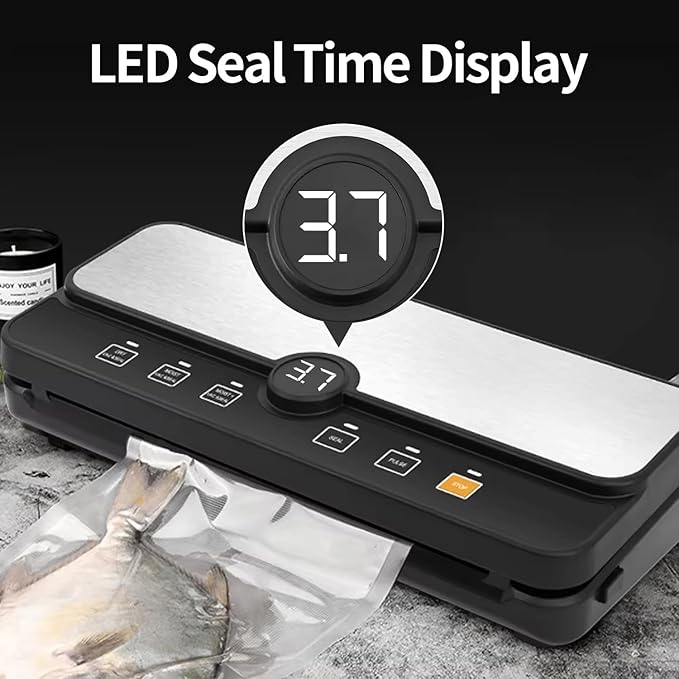 Vacuum Sealer Machine with One-Touch Seal | 4 Modes: Dry, Moist, Wet & Cold | Compact Food Saver with Built-In Cutter | Includes a Free 3m Vacuum Sealer Roll