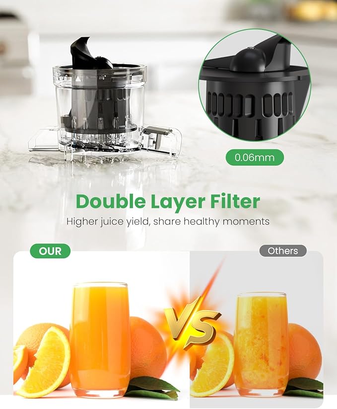 Kismile Cold Press Juicer Machine with 5 Modes, ABS Housing & HD Display, 4.5" Wide Feed Chute Slow Juicer for Fruits & Vegetables, Quiet Masticating Juicer Press, Easy to Clean, High Juice Yield