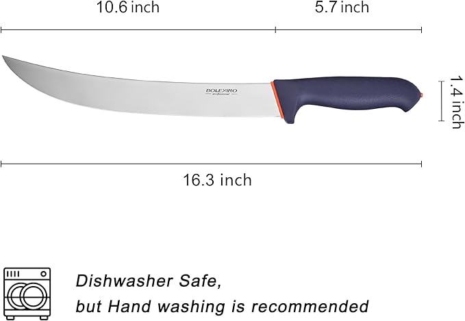 10.5 inch Curved Cimeter Knife W/Non-slip Softgrip, Butcher Knife For Meat Cutting, X50CrMoV15 Stainless Steel, Ideal for Hunting, Kitchen & Home Use