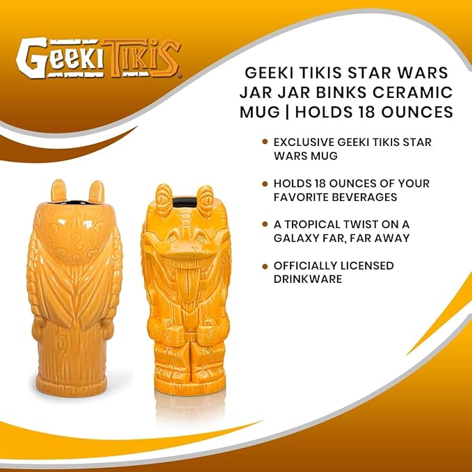 Geeki Tikis Star Wars Jar Jar Binks Ceramic Mug | Themed Tiki Mug | 18 Ounces