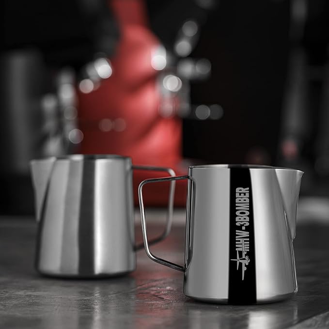 MHW-3BOMBER Espresso Steaming Pitcher Milk Frothing Pitcher Stainless Steel Milk Coffee Cappuccino Latte Art Barista Cup 13.5oz/400ml (Glossy), P5001S