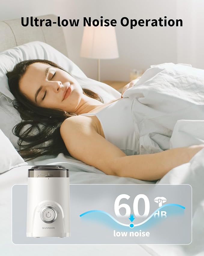SHARDOR Electric Super Silent Blade Coffee Grinder, Timed Grind Control Rotary Knob, Adjustable Coarse to Fine for Coffee Beans, Spices & Herbs, White