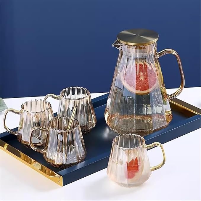 GLigeT Iced Tea Pitcher Household Large Capacity Glass Water Kettle, Creative Drinkware Pitcher for Cold Water, Juice, Milk, Coffee, Tea Pot, 1.5L Or 1.8L Water Jug(Medium)