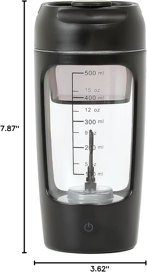 SHOOV Electric Protein Shaker Bottle | Built-in Protein Powder Storage - 22 oz, USB-Rechargeable, for Sports and Workouts, Automatic Mixer Bottle for Protein Shakes, Easy to Use, Easy to Clean (Black)