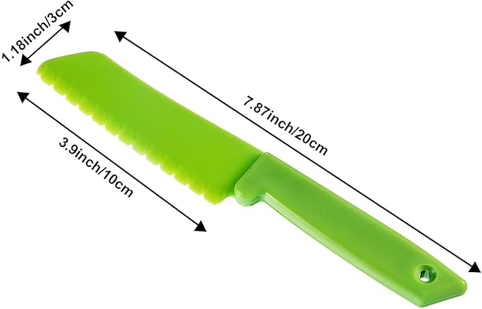 JOVITEC 10 Pieces Kid Knife Plastic Kids Safe Knives for Real Cooking, Nylon Children Toddler Cooking Kitchen Set Bulk for Bread, Lettuce and Salad