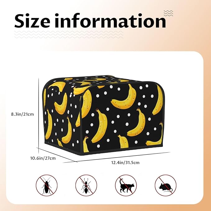 Cute Bananas Covers for Toasters 4 Slice,Cute Funny Bread Machine Cover with Handle,Washable Stain Resistant Kitchen Small Appliance Cover Dining Decor