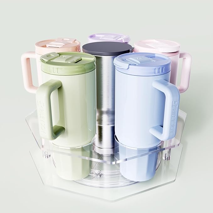 Water Bottle Organizer for Stanley 20/30/40oz, Rotating Stanley Cup Organizer Holder, Tumbler Bottle Organizer for Stanley Simple Modern Owala Yeti, Tumbler Lazy Susan, Clear