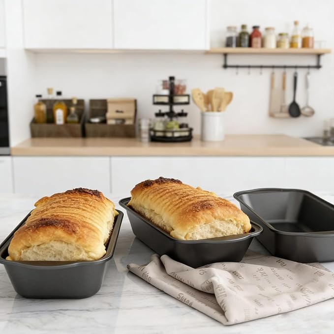 QTLCOHD 6 Pack 6" x 3" Bread Loaf Pans, Non stick Carbon Steel Bread Pans for Baking Homemade Bread
