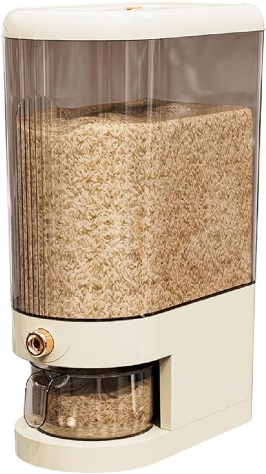 Peaoop 22LBS Rice Dispenser, Large Grain Container Storage with Lid Measuring Cylinder Household Cereal Dispenser Bucket for Kitchen Soybean Corn (22lb)