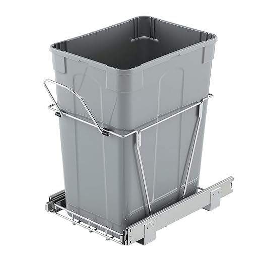 VEVOR Pullout Trash Can for Kitchen Cabinets, 35 QT Garbage Waste Recycling Bin, Under Mount Waste Container, with Heavy Duty Metal Full Extension Sliding System and Handle, for Sink, Under Counter