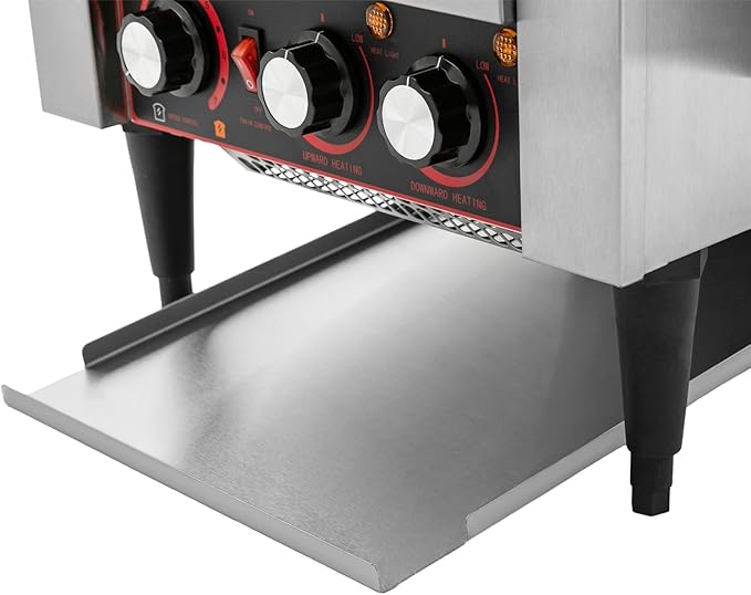 Commercial Conveyor Toaster 300 Slices/Hour 1900W Heavy Duty Industrial Stainless Steel Electric Restaurant Toaster Oven with Selectable Heating Modes and 7 Speeds for Bagel Bread Restaurant Cafe