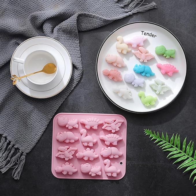Silicone Cake Pop Mold Non Stick Fancy Mold Cake Pan 12 Cavity dinosaur shape Candy Cupcake Cornbread Chocolate Brownie Gummy Resin Crafts Cake