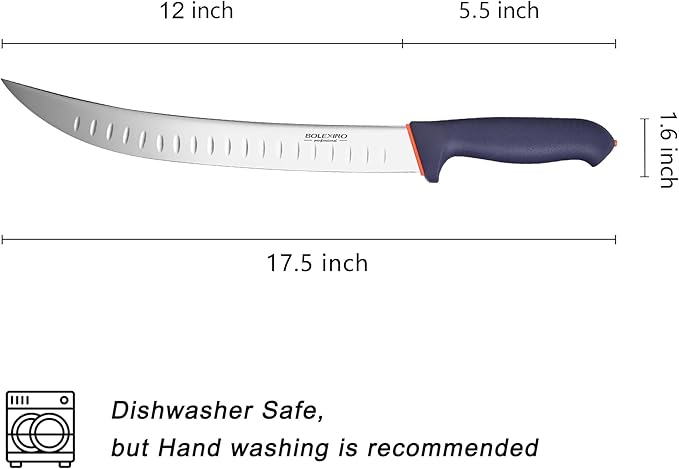 12 Inch Carving Knife, Brisket Slicing Knife with Granton Edge, X50CrMoV15 Stainless Steel Butcher Knife for Meat Cutting, BBQ & Turkey