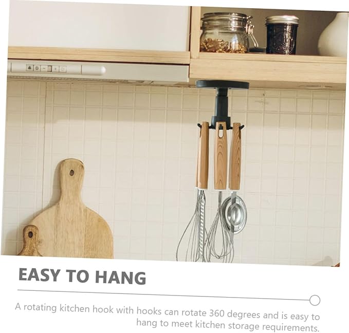 Milisten 3pcs Rotatable Kitchen Utensil Hooks Wall Mounted Plastic Hanger Set Space Saving Hanging Utensil Holder for Kitchen Organization