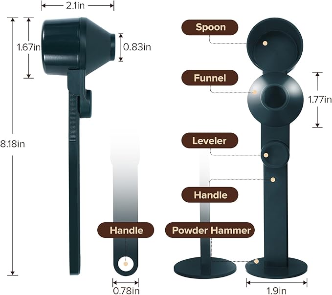 2Pcs Coffee Scoop & Funnel for Reusable K-Cup Pods, 2Tbsp Dosing Spoon, 51mm Espresso Tamper, BPA-Free PCTG, Dishwasher Safe, for Espresso Machines, Coffee/Protein Powder, Jade Green, 2 Models A&B