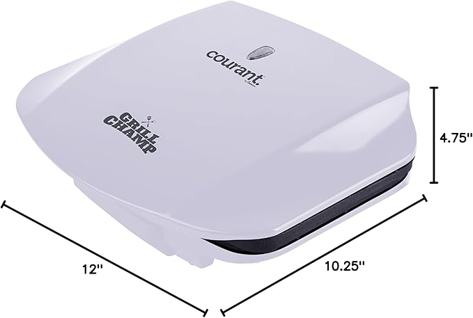 Courant Contact Grill, Panini Press Grill, 4 Servings Indoor Grill Champ, White (CCG-5681)