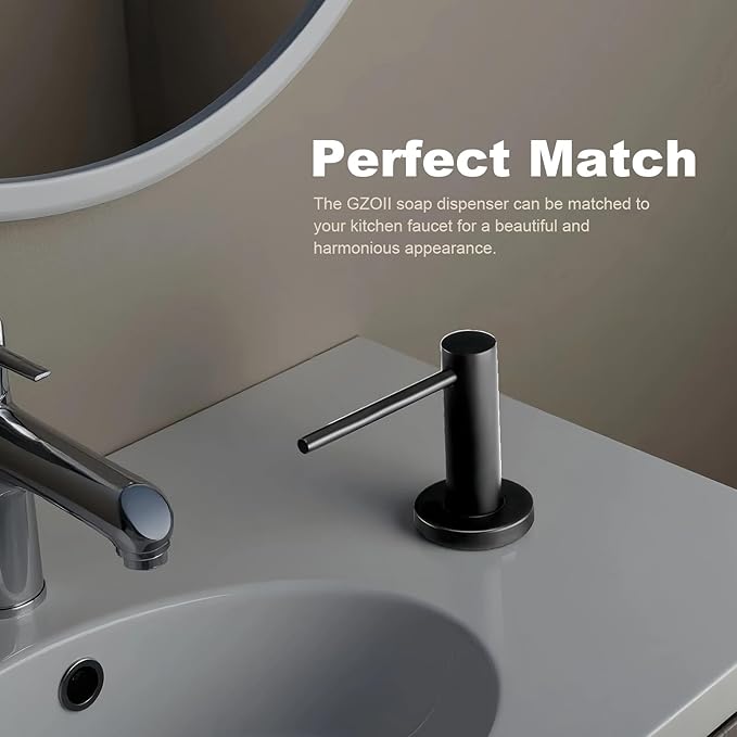 Soap Dispenser for Kitchean Sink, Built in Black Soap Dispenser Stainless Steel Soap Pump with 40" Extension Tube and 500ml Bottle Easy to Refill