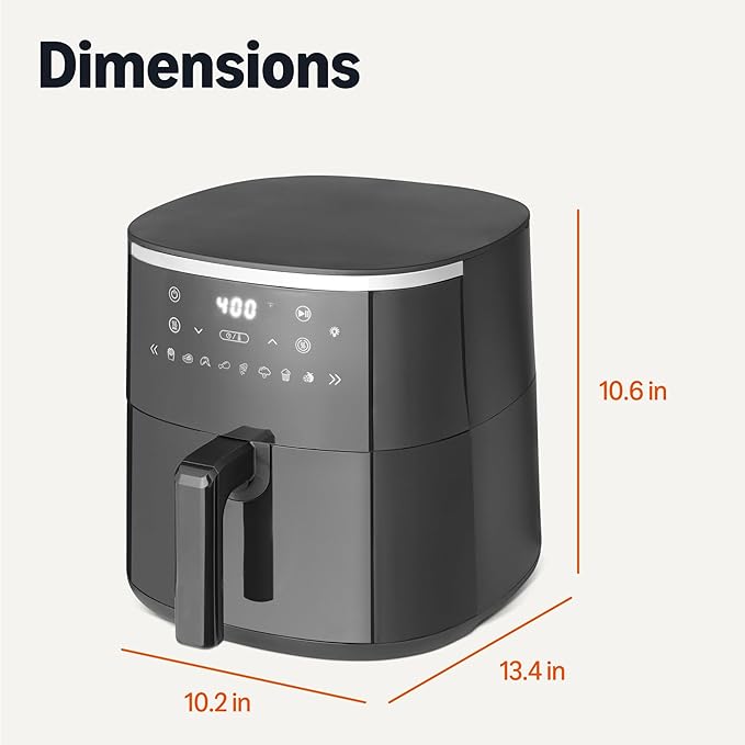 Amazon Basics 4.4-Quart Air Fryer with Easy View Window, 8 Preset Menus, 1400W, Black
