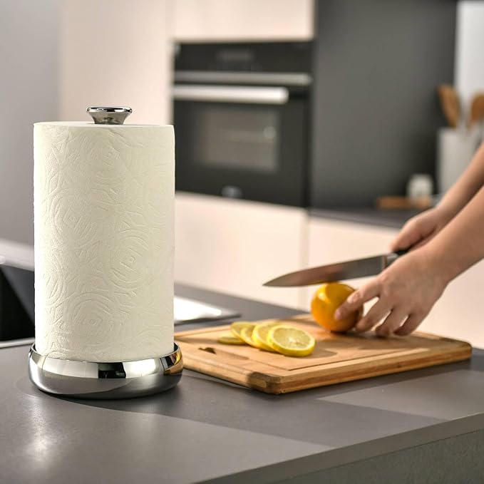 simpletome Paper Towel Holder Countertop Keep It Rolled Up Weighted Base (Chrome)