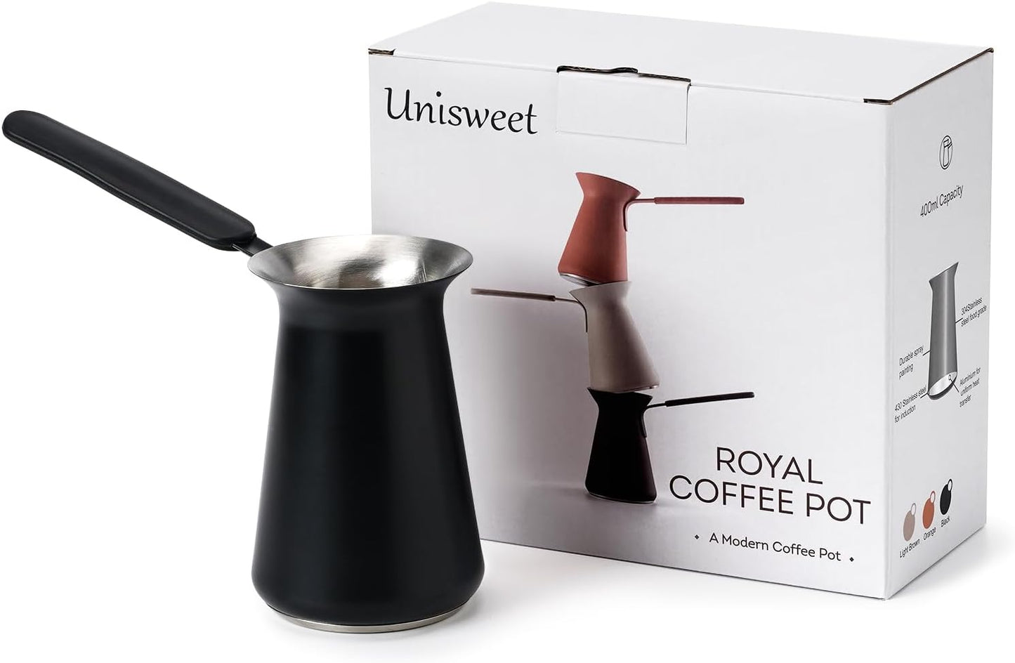 Turkish Coffee Pot - Gifts for Family &Friends,Cezve/Ibrik Coffee Pot for Stovetop,Briki Greek Turkish Pot with Heat-Resistant Rubber Handle,Milk Warming Pot,Arabic Tea Pot