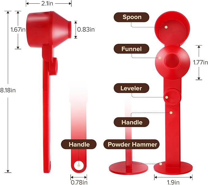2Pcs Coffee Scoop Funnel 2Tbsp, BPA-Free PCTG, Dishwasher Safe | 51mm Tamper Kit | Fits K-Cup Reusable Pods, Brewer Compatible, Coffee/Protein/Powder, Red, 2 Models A&B