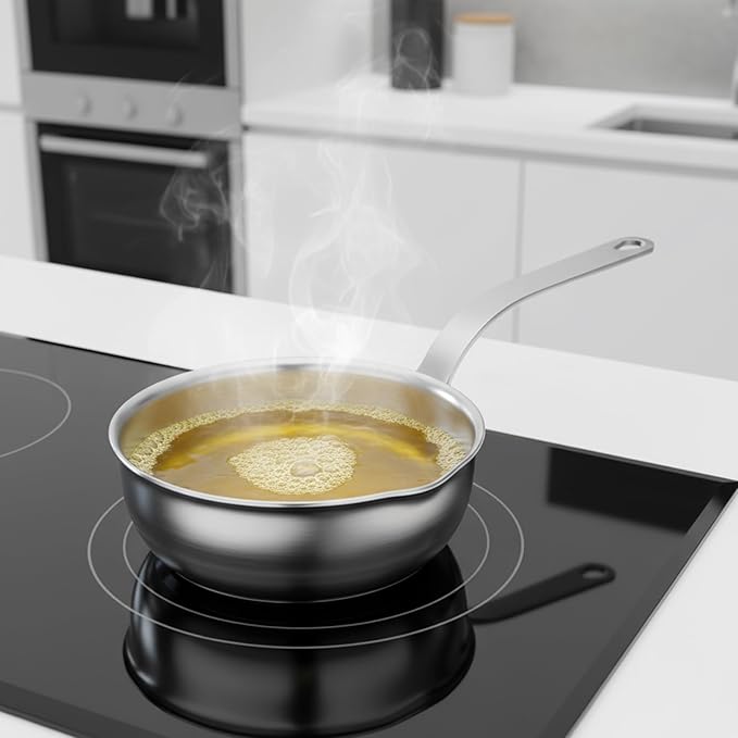 18/10 Stainless Steel Butter Warmer Mini Butter Warmer Milk-Warmer Pot with Pour Spouts Mini Sauce Pan for Milk, Coffee, and Melting Chocolate, 0.5-Quart