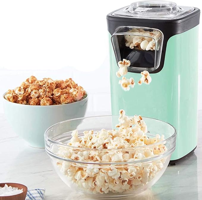 Dash Turbo Pop Popcorn Maker - Theater-Style Popcorn Machine - Comes with Measuring Cup & Butter-Melting Tray - Convenient, Space-Saving Design - 8 Cups, Aqua