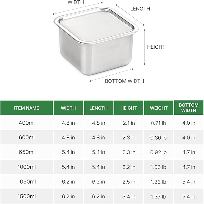 CuBE High 3PCS Set Stainless Steel Food Storage Containers With Lids and 3 Net Kitchen Appliances Dishwasher Safe Premium South Korea