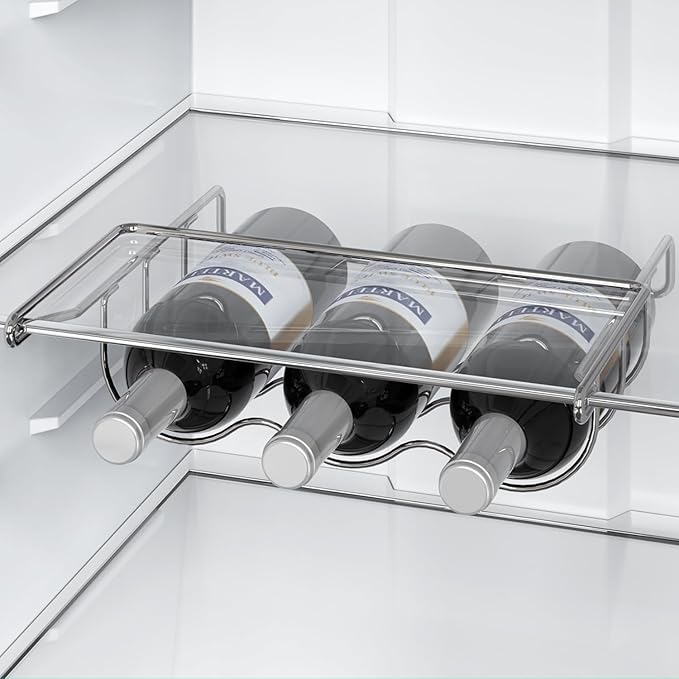 Alano Wine Rack- Refrigerator Bottle Rack Holds 3 Bottles of Your Favorite Wine or Drink Universal Bottle Holder Will Fit Most Fridges in stainless steel 304