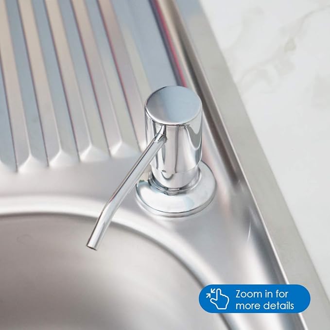 Soap Dispenser for Kitchen Sink (Chrome), Built in Soap Dispenser, Stainless Steel Pump Replacement