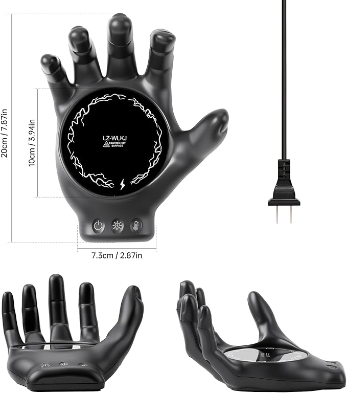 Devil's Hand Heating Mug Warmer & Mug Set - 3 Temp Settings & 8H Timer, Coffee Cup Warmer Plate for Desk Auto Shut Off, Ideal Beverage Warmer Gift for Coffee, Tea, Milk (Black)
