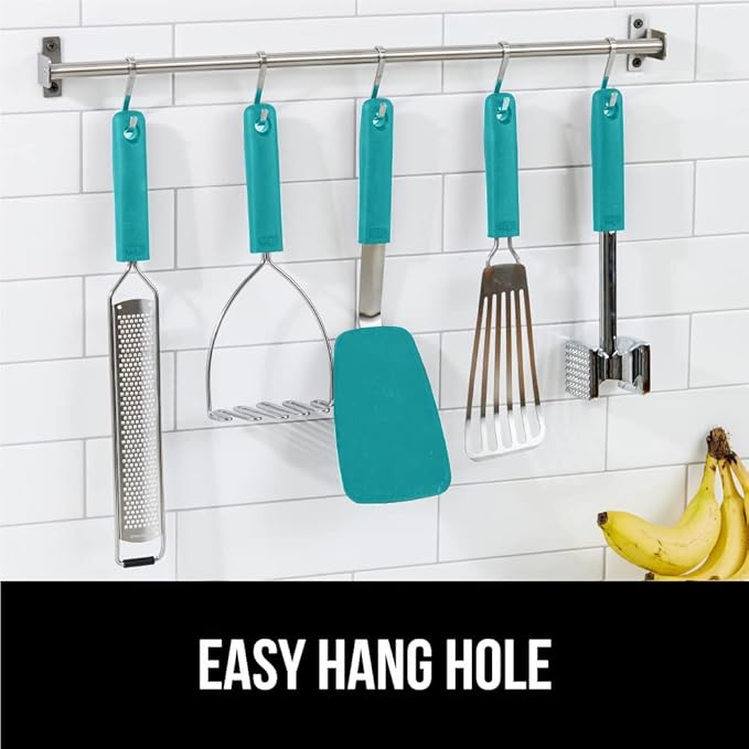 GORILLA GRIP Patented BPA-Free Non-Scratch Spatula, 2 Pack, Heat Resistant Flexible Silicone Head for Nonstick Cooking Pans, Soft Rubber Handle, Kitchen Spatulas for Flipping Eggs, Pancakes, Turquoise