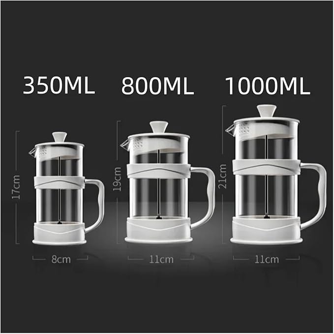 Transparent Glass French Press Pot Heat-resistant Coffee Teapot Filter Cup Hand Punch Cold Brew Pot Household Office Coffee Cups(1pcs1L)