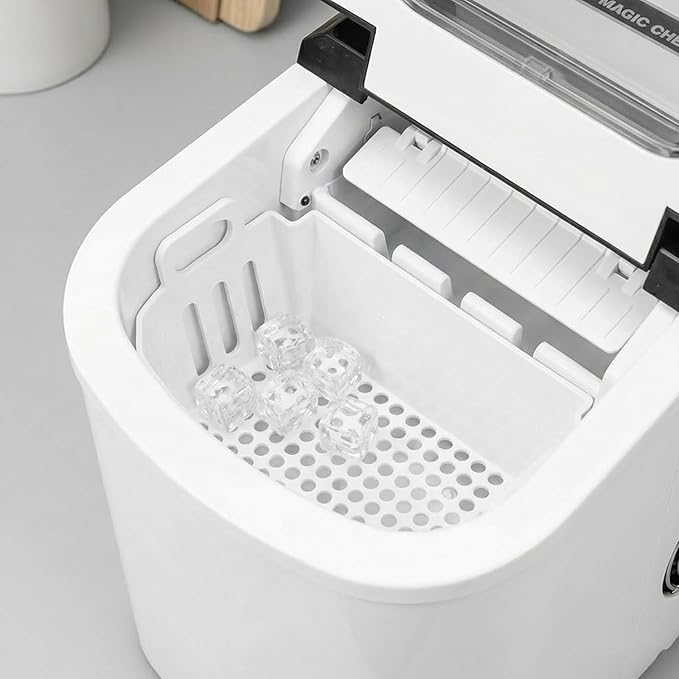 Replacement Ice Basket Compatible with Magic Chef & for Frigidaire Countertop Ice Makers - Durable Storage Bucket, Direct Fit Spare Part, No Assembly Required (White)