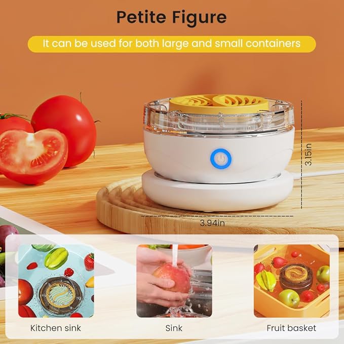 Fruit and Vegetable Washing Machine, Electric Cleaner, Faster Electrolytic Water, with Large Reaction Area, 6 min Countdown,Ideal for Cleaning Fruit,Vegetable,Rice,Tableware(White)