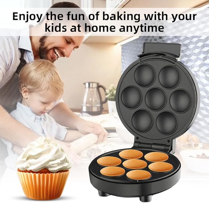 Household Cupcake Maker Electric Cupcake Machine 1000W Cake Pop Maker Non-Stick Surf Makes 6 Cup Cakes for Kids Breakfast Machine