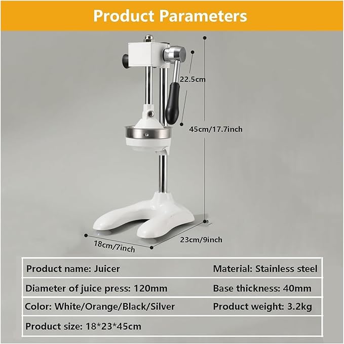 Cast Iron Citrus Juicer,Hand Press Juicer Machine, Hand Press Squeezer, Stainless Steel Crusher, Manual Lemon Press With Large Pressure Plate, Easy Juice Extraction