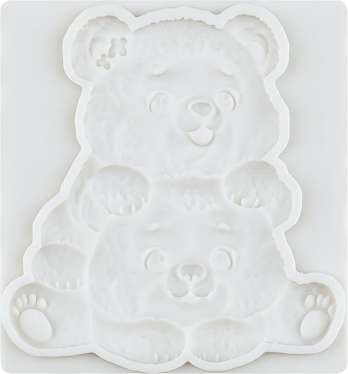 Bear Silicone Fondant Molds Bear Chocolate Candy Mold For Teddy Bears Cake Decoration Wedding Birthday Party Cupcake Topper Polymer Clay Gum Paste Set of 4