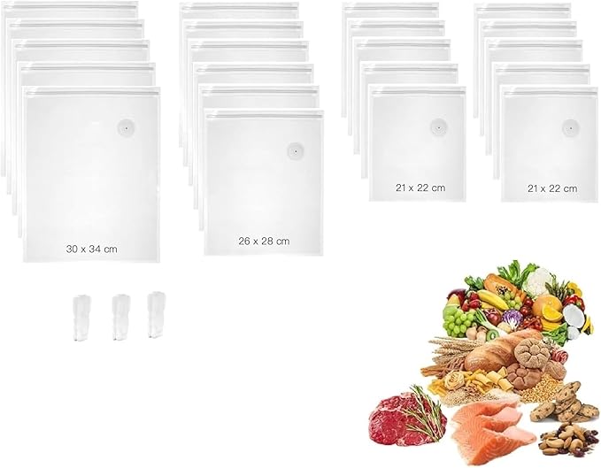 Vacuum Seal Bags for Food Storage | Keep food fresh and up to 5x longer (21pcs - 3 sizes S/M/L)